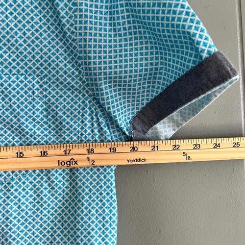 English Laundry Short Sleeve Button Down Shirt Small Aqua Geometric Print - Picture 5 of 6