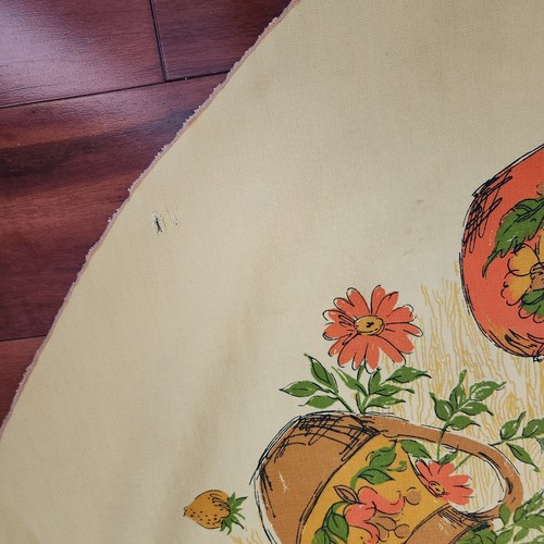 Vintage Kitschy Giallo Brocca Vaso Raccolta Ovale Tovaglia Ringraziamento Frutta Anni 70 - Foto 5 di 8