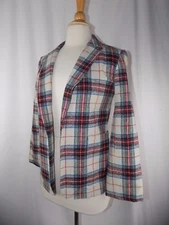 Bagatelle Red Green Blue Plaid Poly Blend Blazer Made in USA Women's Small