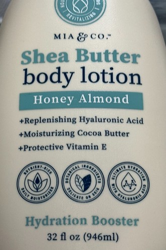 MIA & CO. ~ SHEA BUTTER Hyaluronic Acid Cocoa BODY LOTION ~ HONEY ALMOND 946ml - Picture 2 of 3