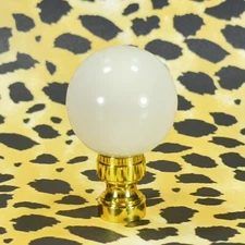 1pc Round Orb BEIGE CERAMIC Ball Lamp Finial Topper Brass Swivel Base