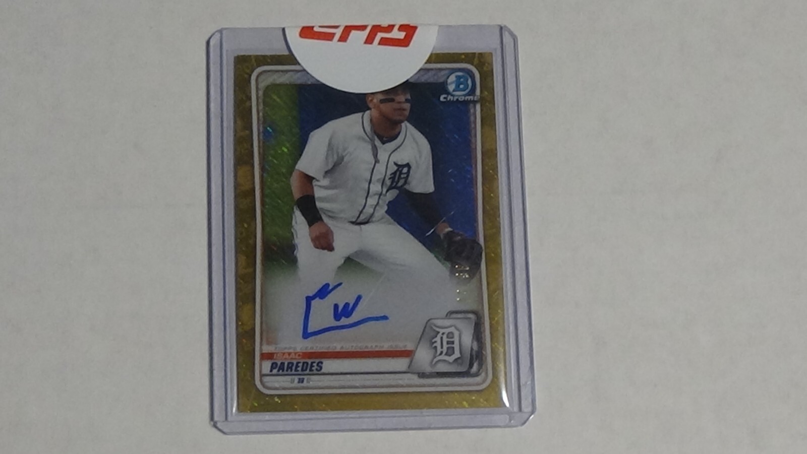 2020 ISAAC PAREDES SER. #D 39 OF 50 BOWMAN CHROME GOLD SHIMMER REF. AUTOGRAPH RC