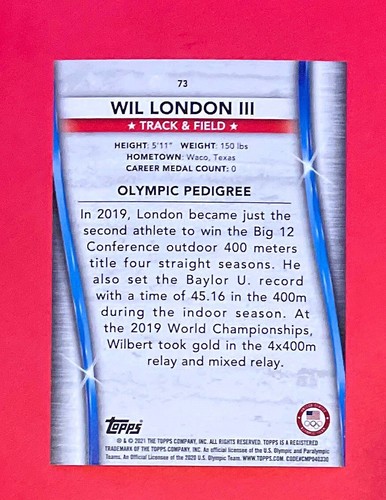 Wil London III ~ 2021 Topps USA Olympics ~ Bronze ~ Track & Field - Picture 2 of 2