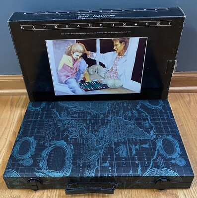 Vintage Wood Expressions Los Angeles Map Design Padded Case Backgammon Game Set