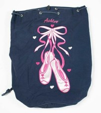 LILLIAN VERNON GIRLS BALLET SHOULDER SCHOOL DANCE BAG TOTE PINK SLIPPERS ASHLEY