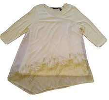 H by Halston V Neck Printed Chiffon Overlay Tunic Asymmetrical Hem A286212 Large