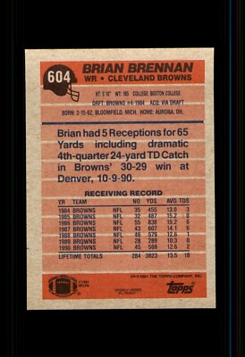 1991 TOPPS FOOTBALL BROWNS #604 BRIAN BRENNAN | eBay
