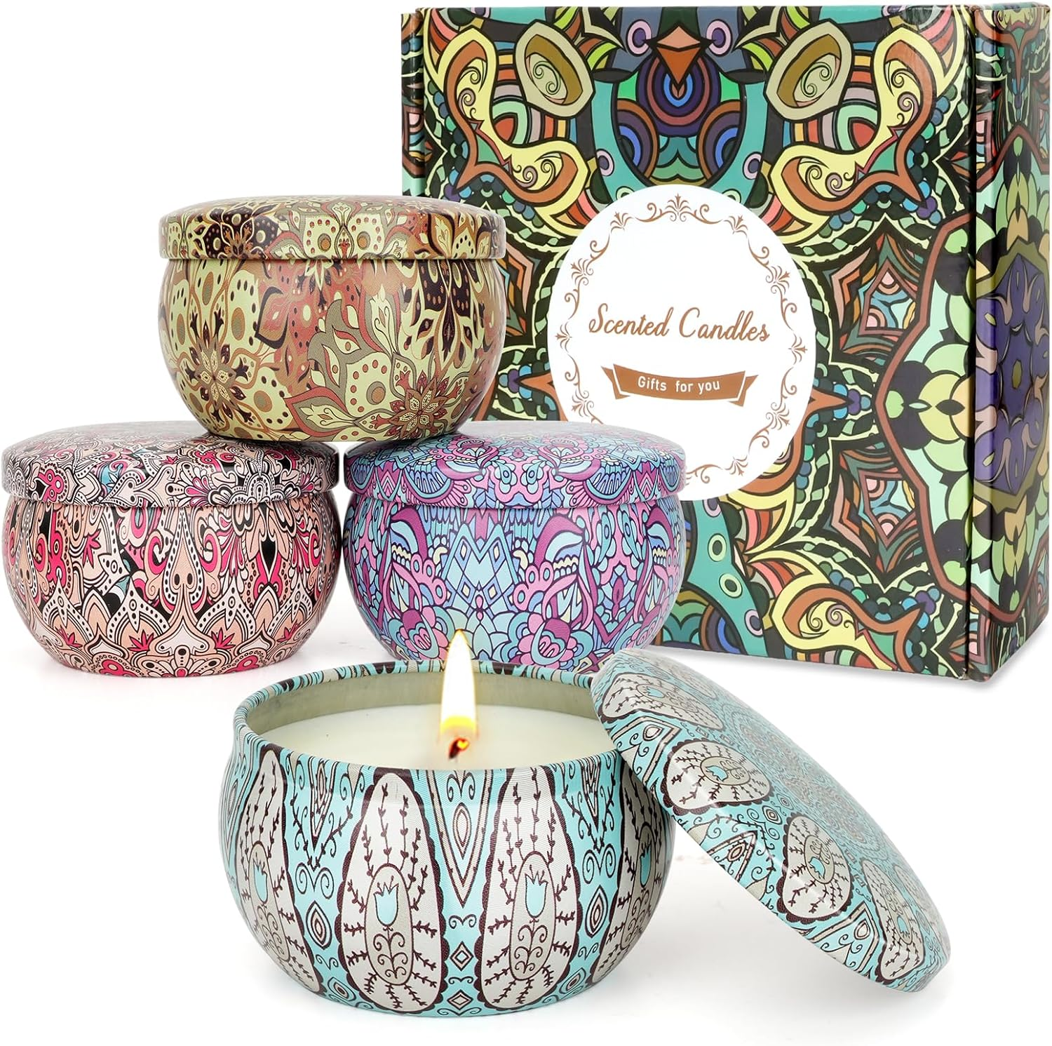 Scented Candles Gifts for Women 4 Pack Aromatherapy Candle up to 90 Hours Home S