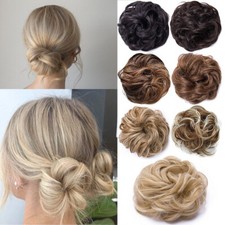 Curly Messy Bun Hair Piece Scrunchie Updo Real Human Hair Extensions 100 Remy
