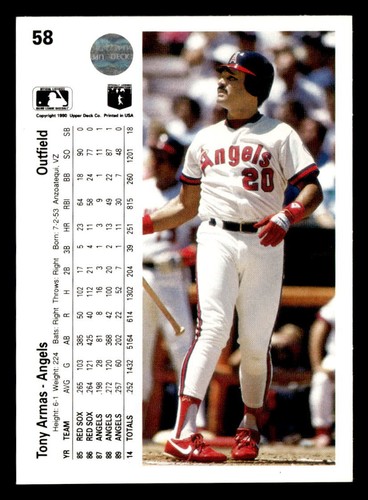 1990 Upper Deck #58 Tony Armas - Picture 2 of 2
