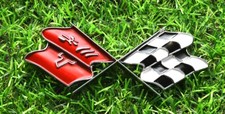 Gas Door Emblem Cross Crossed Flags Badge For 1968 - 1972 Corvette C3 Chrome -1x