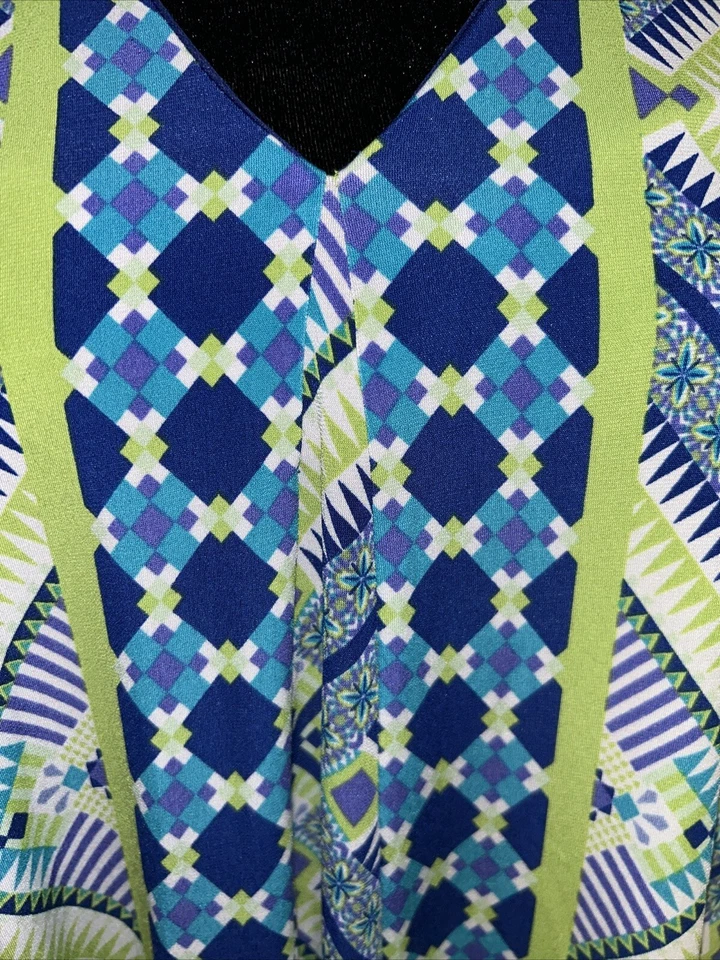 Vestido elástico Gabby Skye para mujer 12 azul verde sin mangas pulóver drapeado Foto 3 de 4