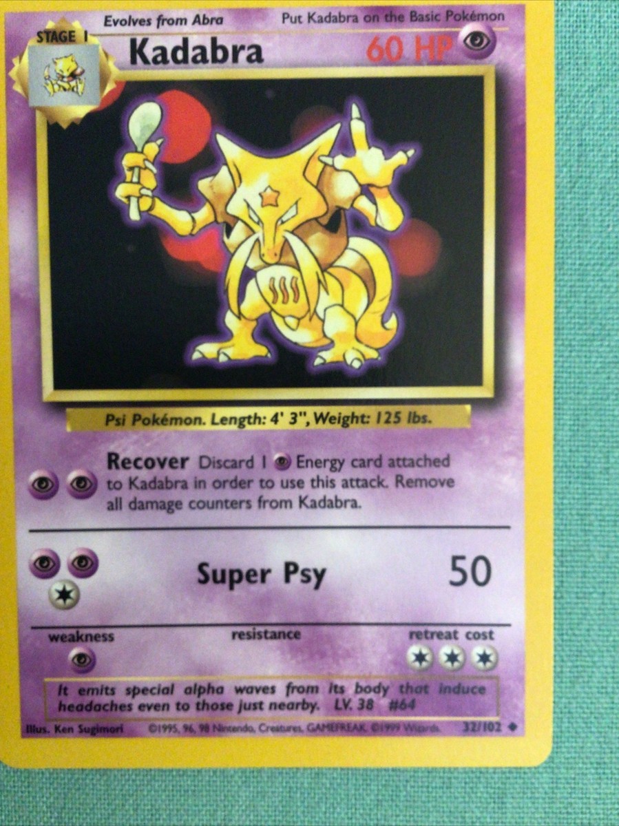 希少 英語版 旧裏ユンゲラー Kadabra ポケモンカード Base Set s-l1200.jpg
