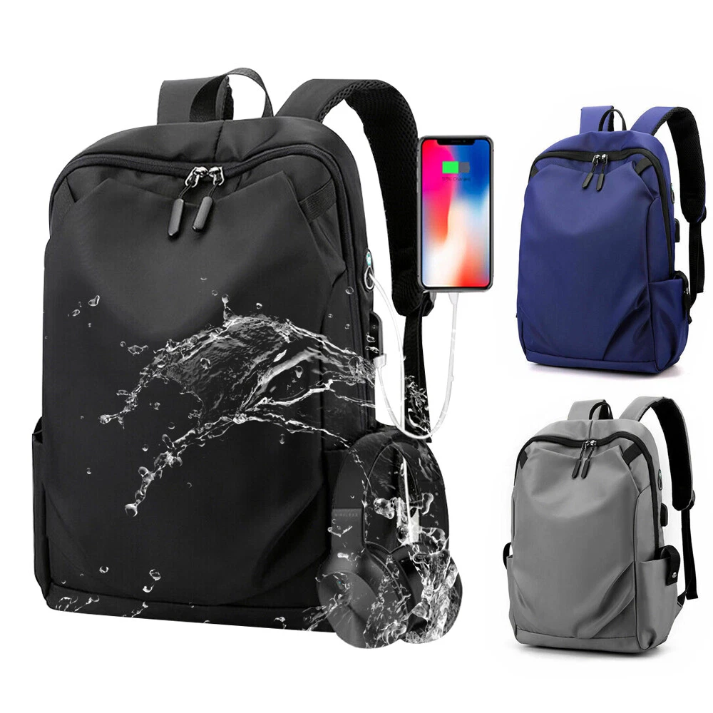 Mens Laptop Backpack Waterproof Travel Shool Bag Rucksack w USB
