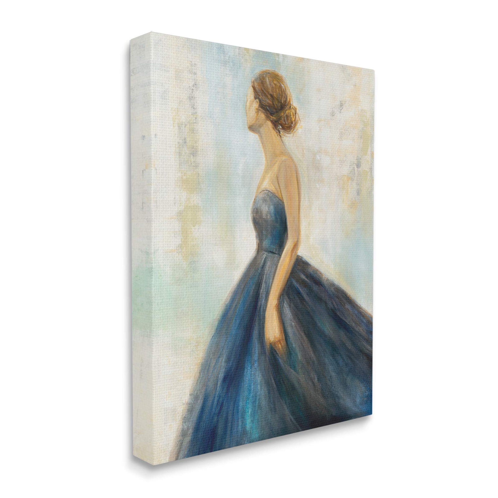 Young Woman Blue Dress Soft Focus Pose, Designed by K. Nari Canvas Wall Art, ...