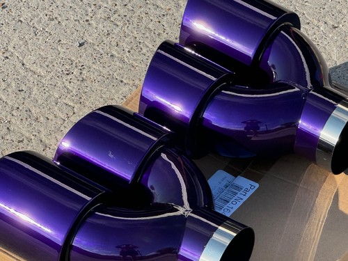 NETAMI AUTHENTIC, SET OF 2*USA GLOSS PURPLE, DUAL EXHAUST TIPS, MUSTANG, CAMARO. - Picture 3 of 14