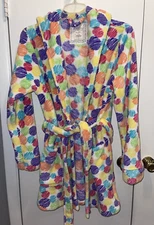 Bath Robe Vanity Dream Academy Sleepwear Hooded Belted One Size Polka Dot