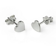 Flat Heart 5mm - Earrings Ear Studs - 925 Silver - Gift Boxed
