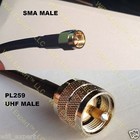 RG316 24 inch UHF PL259 MALE to SMA STRAIGHT MALE RF Pigtail Cable USA Assembled