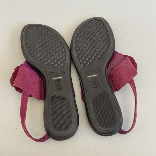 Aerosoles Womens Sandals Size 8 Flat Strappy Leather Purple Pink Flower Slingbac - Picture 6 of 7