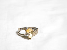 Pear Shaped Silver Plated Light Yellow Citrine Ring R863