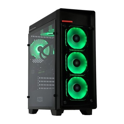 AZZA Obsidian 270 Gaming-Gehäuse ATX RGB LED Glasfenster MidiTower Fernbedienung