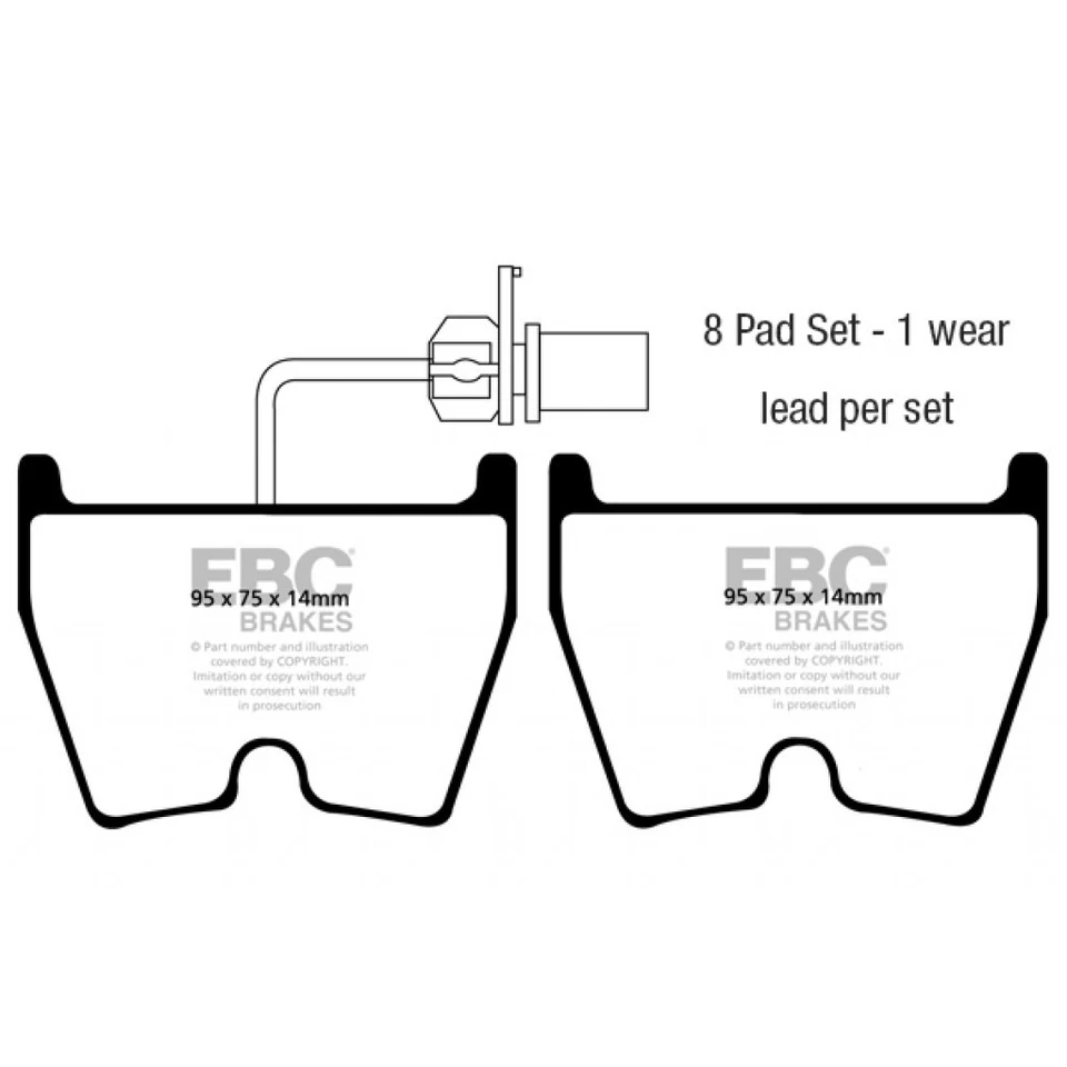 EBC For Audi RS4 2007 2008 Front Brake Pads 4.2 (Cast Iron Rotors) Yellowstuff - Image 2 of 4