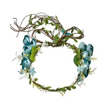 UPIQNG Adjustable Floral Headband Rose Flower Crown 1 Count Pack of 1 , Blue