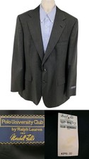 Ralph Lauren Polo University Club Blazer 44L Wool Sport Coat Gray Plaid NEW