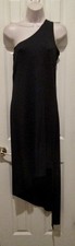 Michael Kors One Shoulder Black Stretch high low hem midi dress Size M