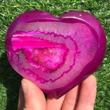140G Rare Rose Pink Agate Geode Heart Crystal Mineral specimen Energy Healing