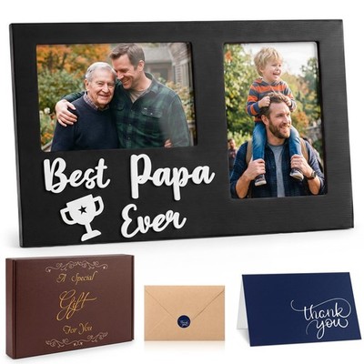 Papa Picture Frame 3D Wooden Fathers Day Photo Frame Best Papa Ever Display Hold