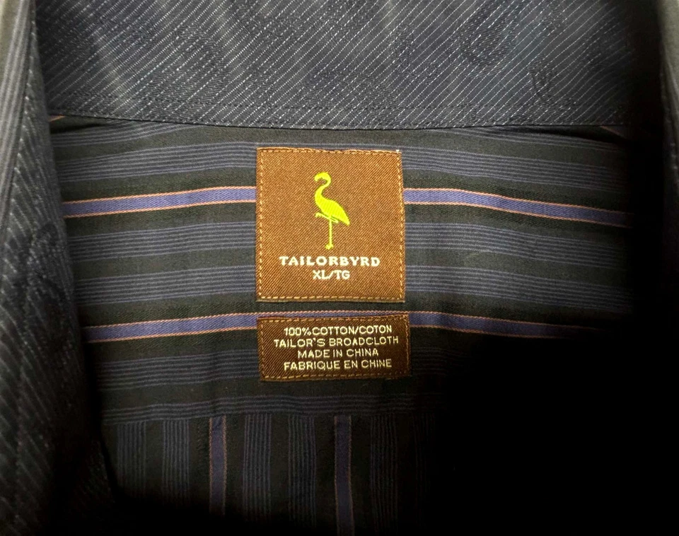 Рубашка мужская Tailorbyrd на пуговицах спереди с длинным рукавом хлопок черная полоса X Large XL - Изображение 4 из 4