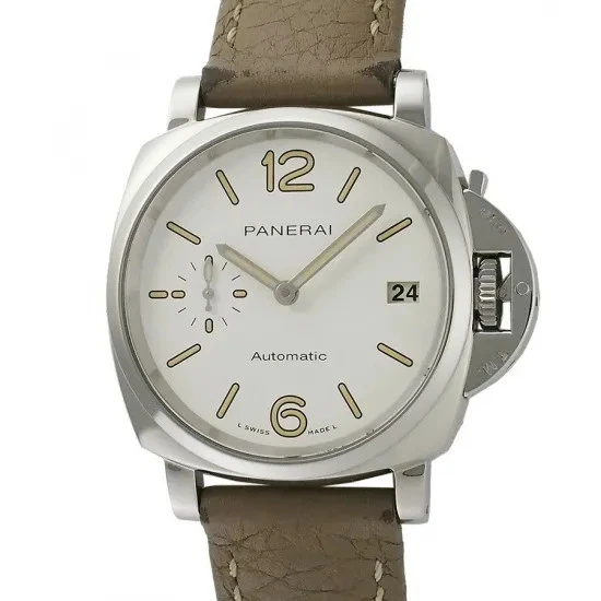 Panerai — Panerai Luminor PAM01043 37mm Stainless Steel White Wristwatch #SU1062