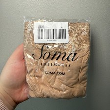 Soma Intimates Embraceable Lace High Leg Brief Lace Trim Soft Tan X-Large NWT