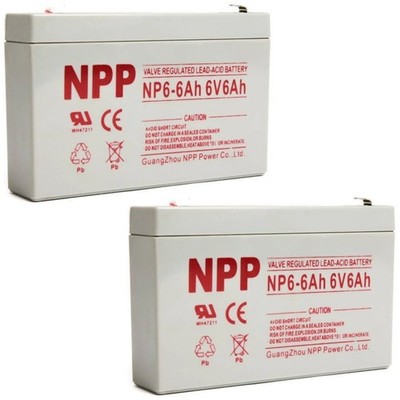 2PC NPP NP6-6Ah 6V 6Ah AGM VRLA General Series Battery