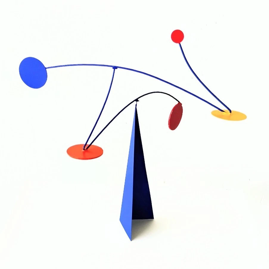 Blue Red Yellow Orange Standing Mobile Kinetic Sculpture Art