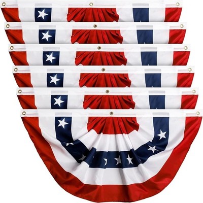 6 Pack USA Pleated Fan Flag 1.5x3 Feet American US Bunting Flags Half Fan Banner