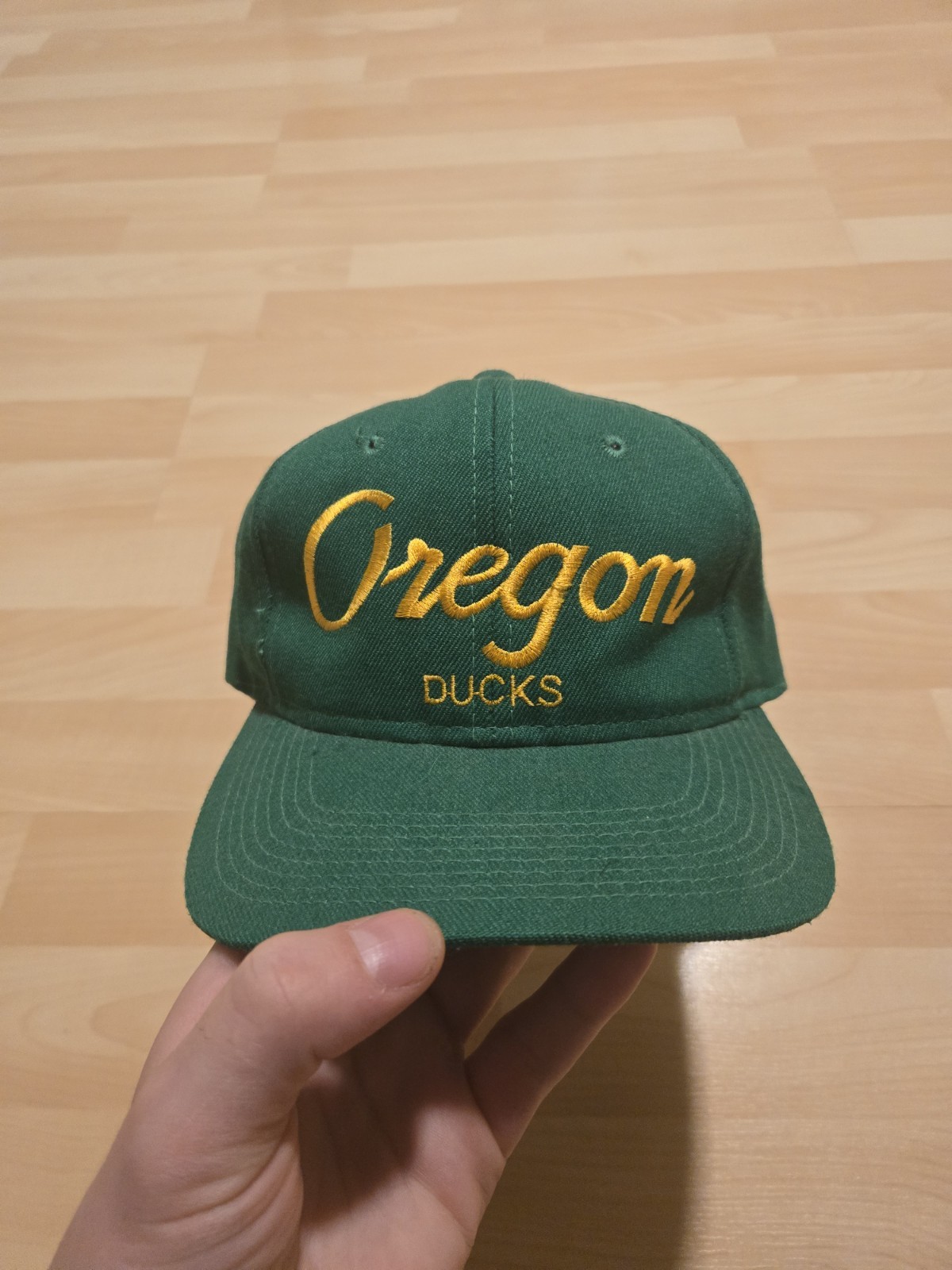 VTG Sports Specialties Oregon Ducks Green Script The Pro Wool Snapback Hat Cap