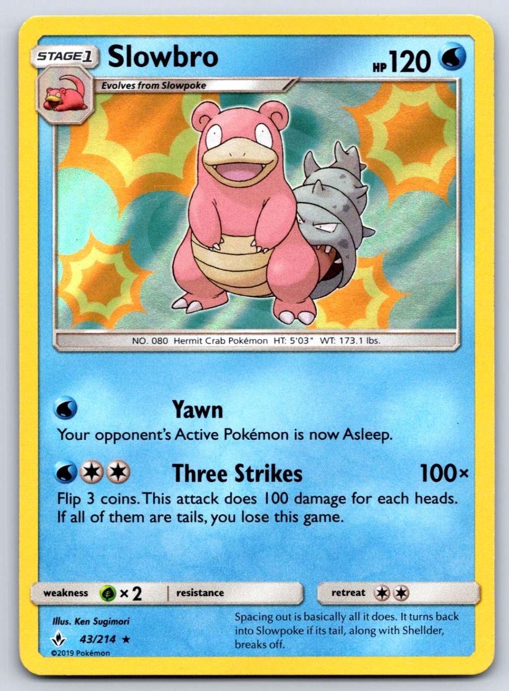 Slowbro (Holo Rare) SM - Unbroken Bonds 43/214 Pokemon Card NM