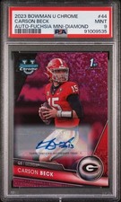 2023 Bowman Chrome U Carson Beck Rookie Auto Fuchsia Mini Diamond /150 PSA 9