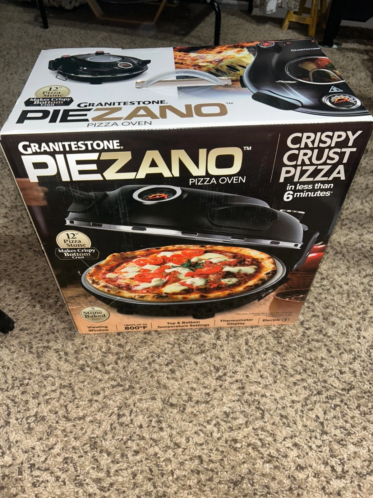 Granitestone Piezano Electric Pizza Oven w/12” Pizza Stone Baked Model 1424M-NEW