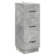 Drawer cabinet Concrete grey 33 x 34.5 x 87 cm Engineered wood 3-drawer vintage