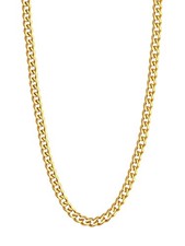 28 Inch Gold Plated Necklace 3mm Diamond Cut Cuban Link Chain for Men Women