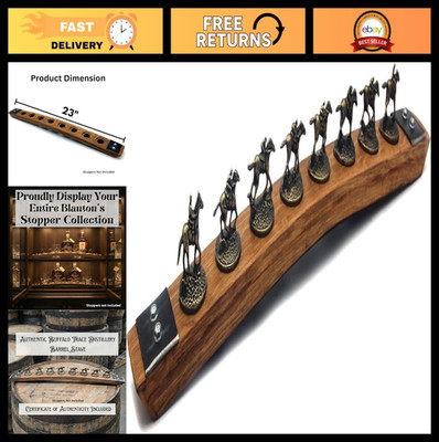 Whiskey Barrel Stave Bourbon Stopper Display   Natural Cork Holder with Metal Ho