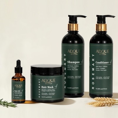 ADOUE Solution Rosemary Shampoo Conditioner Hair Mask Oil Set Biotin Caffeine