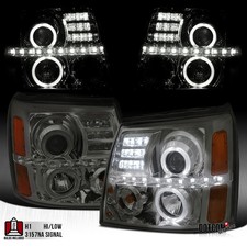 Projector Headlights Fit 2002-2006 Cadillac Escalade Smoke Led Halo Lamps 02-06 Projector Headlights Fit 2002-2006 Cadillac Escalade Smoke Led Halo Lamps 02-06
