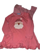 Conjunto túnica y leggings Trotter Street Kids rosa con volantes de Santa - talla 6