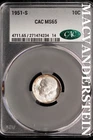 1951-S Washington Quarter- Silver- CAC MS-65- Luster #SLM472