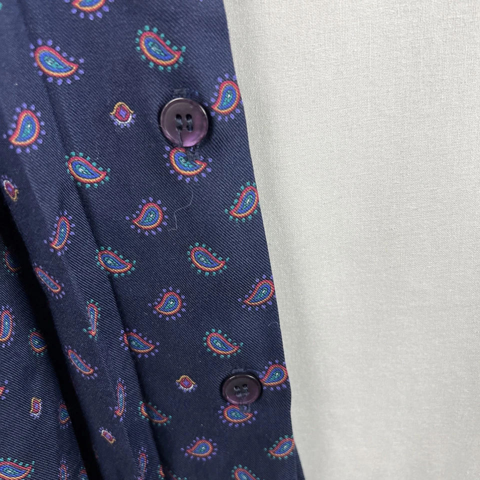 Falda Midi Susan Bristol Vintage Años 80 90 Para Mujer 12 Azul Marino Paisley Plisada Clásica Foto 2 de 4